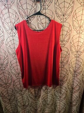 Jostar  Womens Red Tank Top Size L Xl Sleeveless Scoop Neck Flat Chest 21"